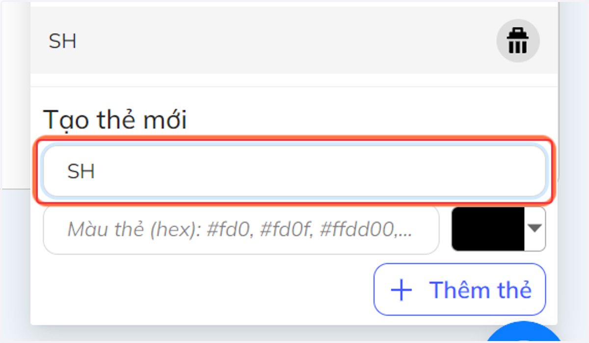 Nếu không có thẻ cần dùng, tại chỗ "Tạo thẻ mới" nhập tên thẻ mới