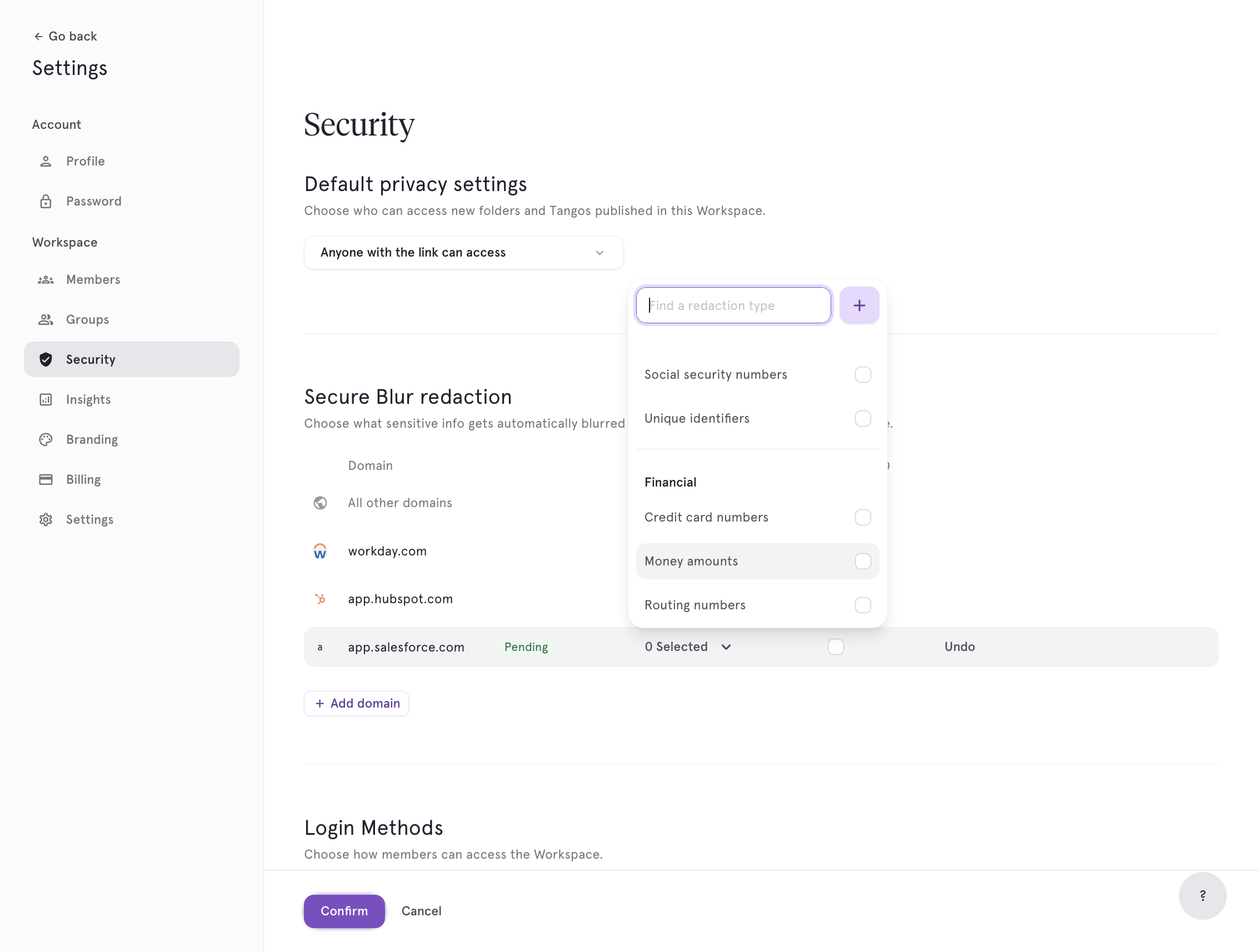A. Click on "0 Selected" B. Select any PII type to enforce it