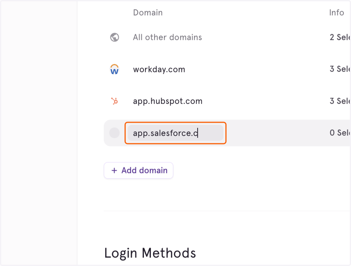 Type domain in text field