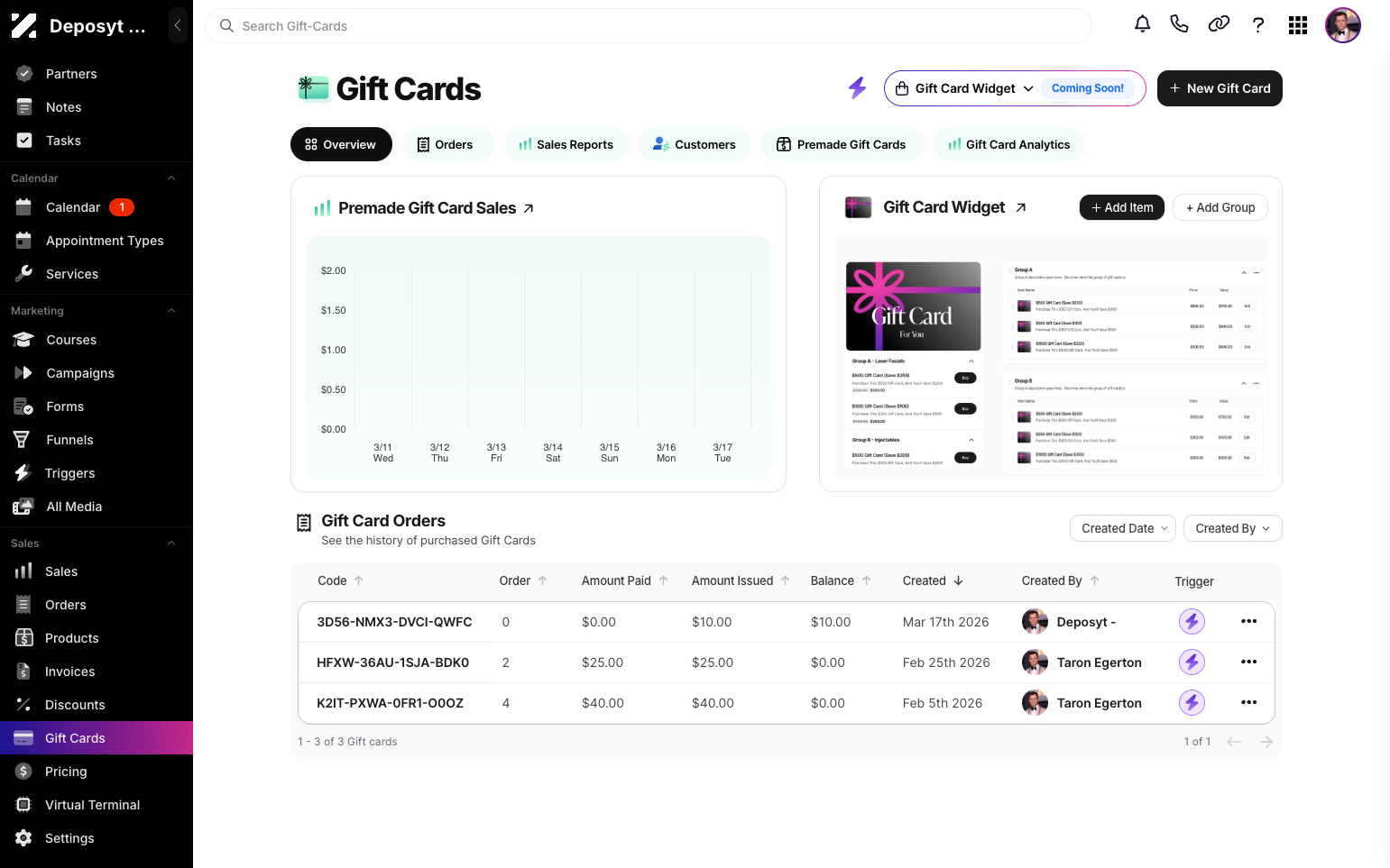 Step 3: Scroll down to the Gift Cards Orders section, where you will see the Trigger column.