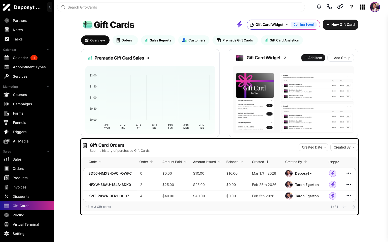 Step 3: Scroll down to the Gift Cards Orders section, where you will see the Trigger column.