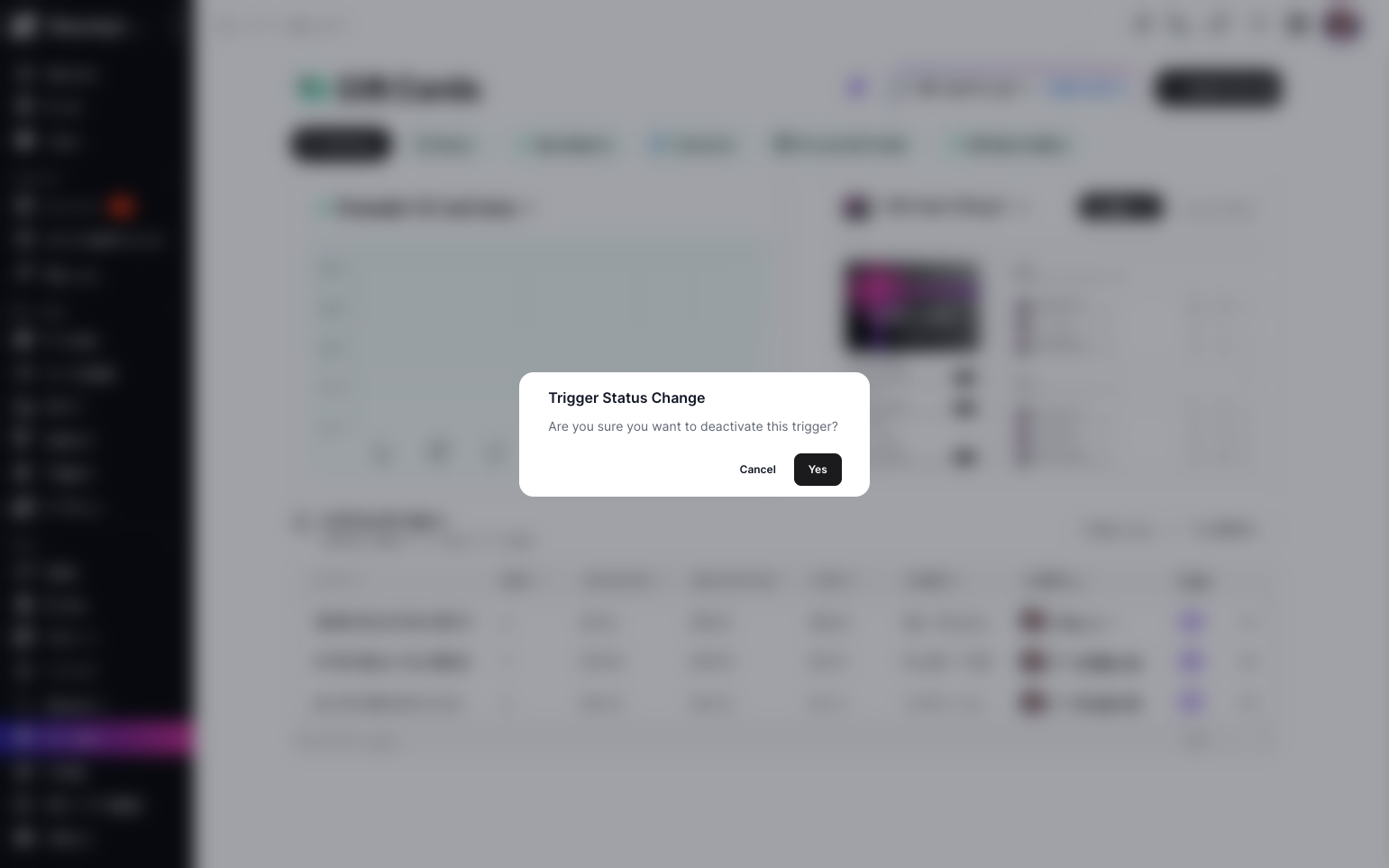 Step 5: A pop-up will appear asking if you want to deactivate the trigger. Click Yes if you are sure.