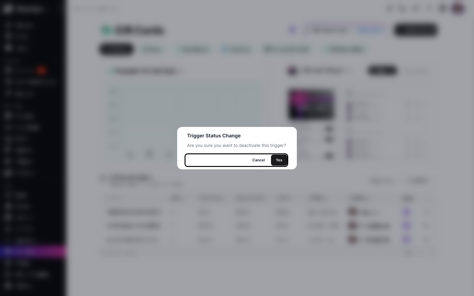 Step 5: A pop-up will appear asking if you want to deactivate the trigger. Click Yes if you are sure.