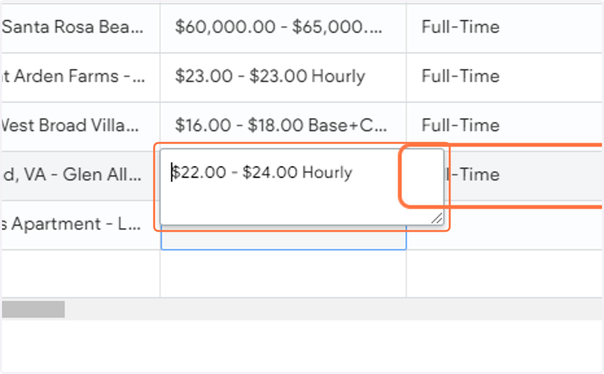 Paste it under Salary Range column