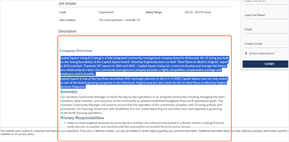 Copy "Company Overview"