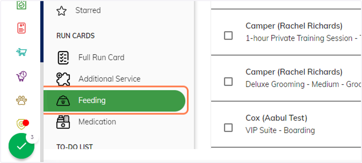 Click on the "Feeding" option.