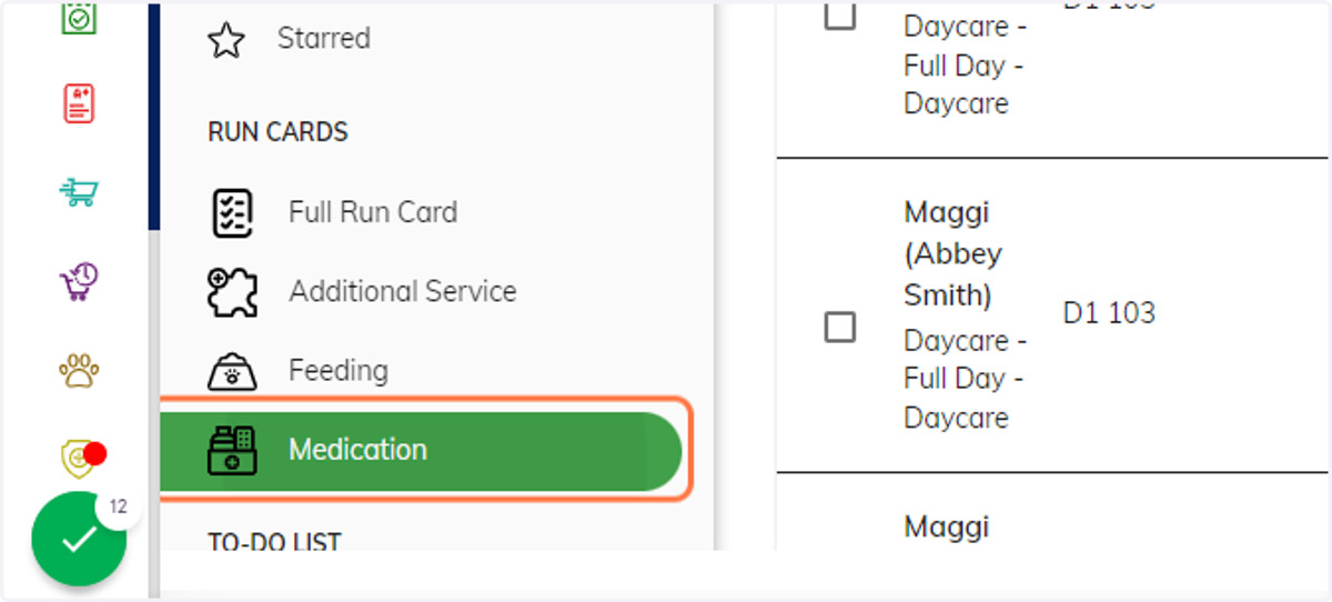 You are able to perform the same steps for a medication list by selecting, "Medication" on the main to-do screen.