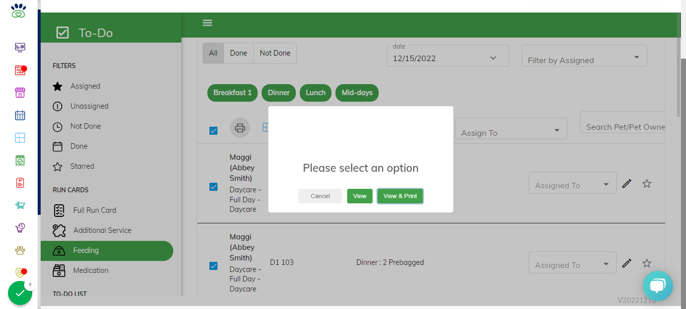 Once the print screen is selected, you have the option to print or view only.