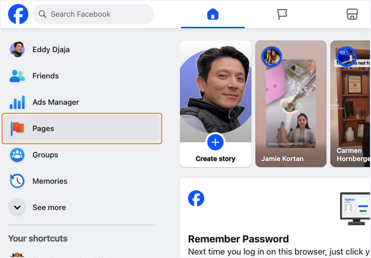 Click on Pages