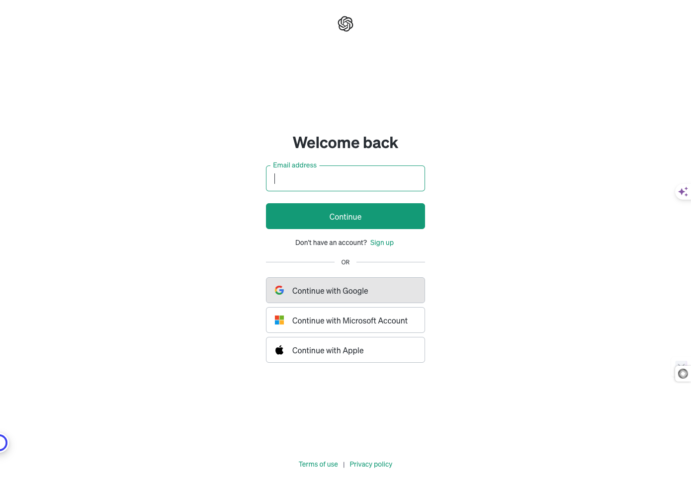 Click on Continue with Google