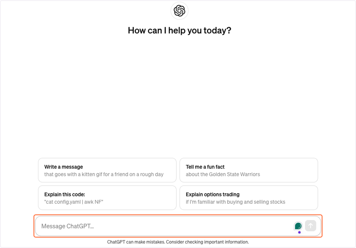 Type Message ChatGPT…