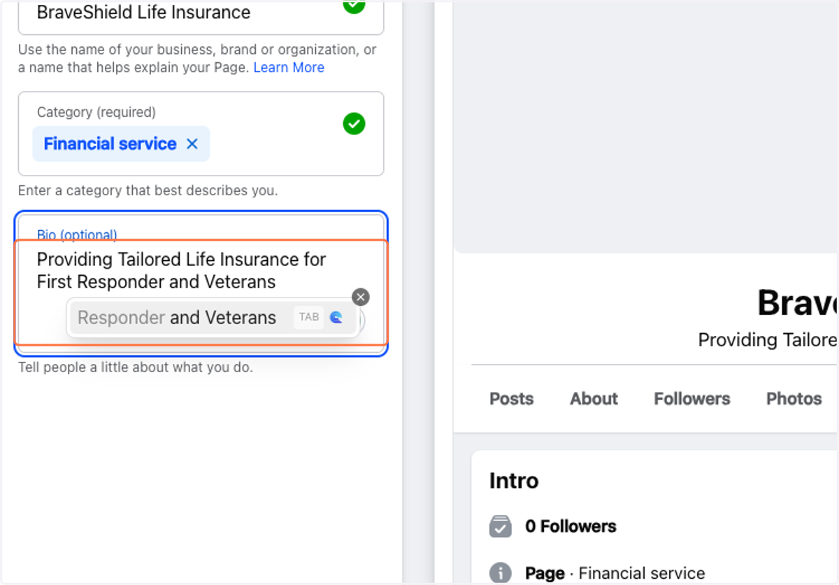 Type "Providing Tailored Life Insurance for First Responder and Veterans"