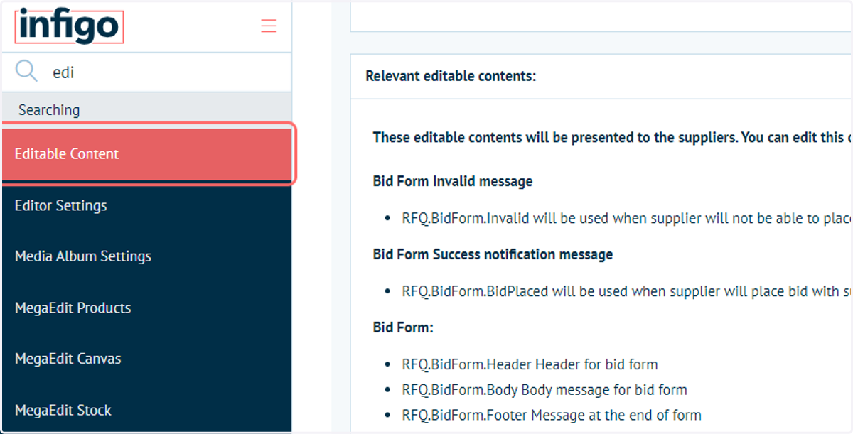 Navigate to the Editable Content page