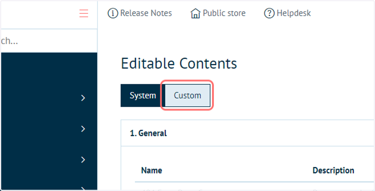 Click on Custom