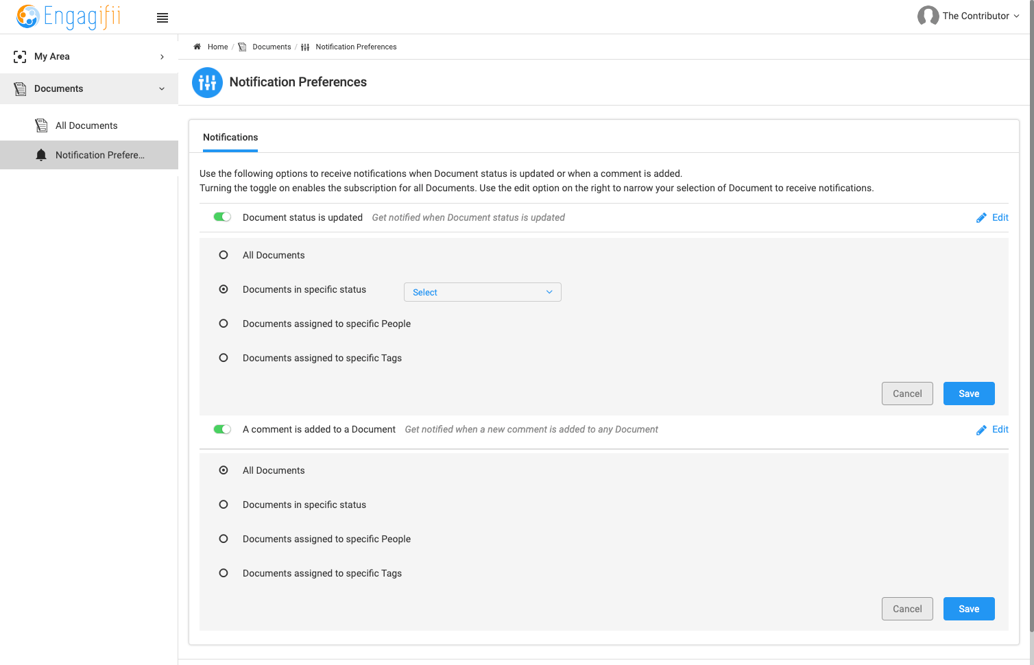 Click to chose your criteria based on Status, People or Tags
