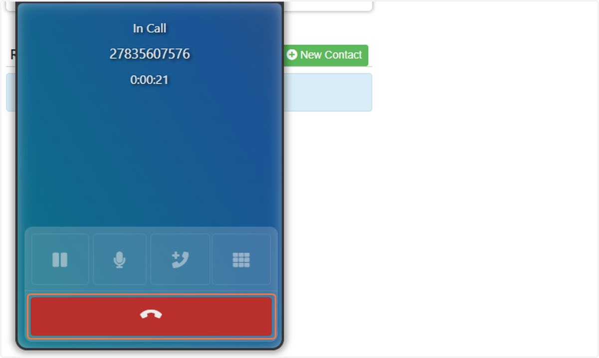 11. When you are done with the conversation, click on the red "end call" button