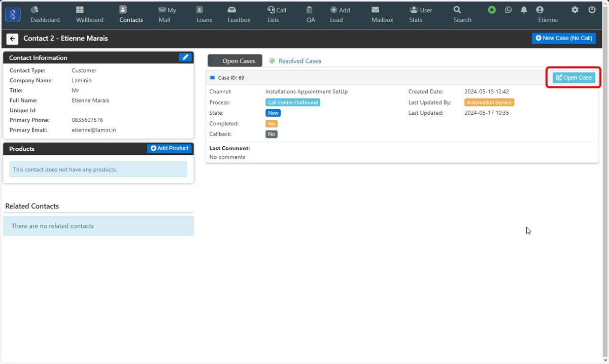 You can now open an existing case if you want to add this call to an existing case