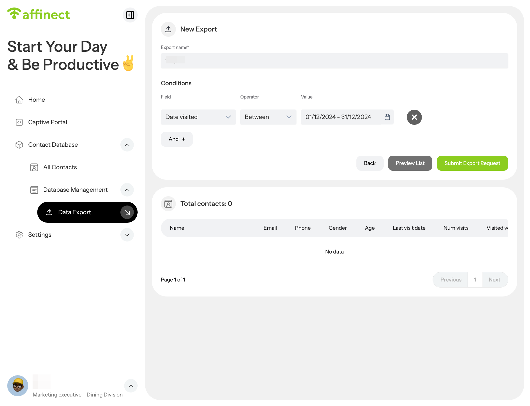 Click on Preview List to generate the contacts