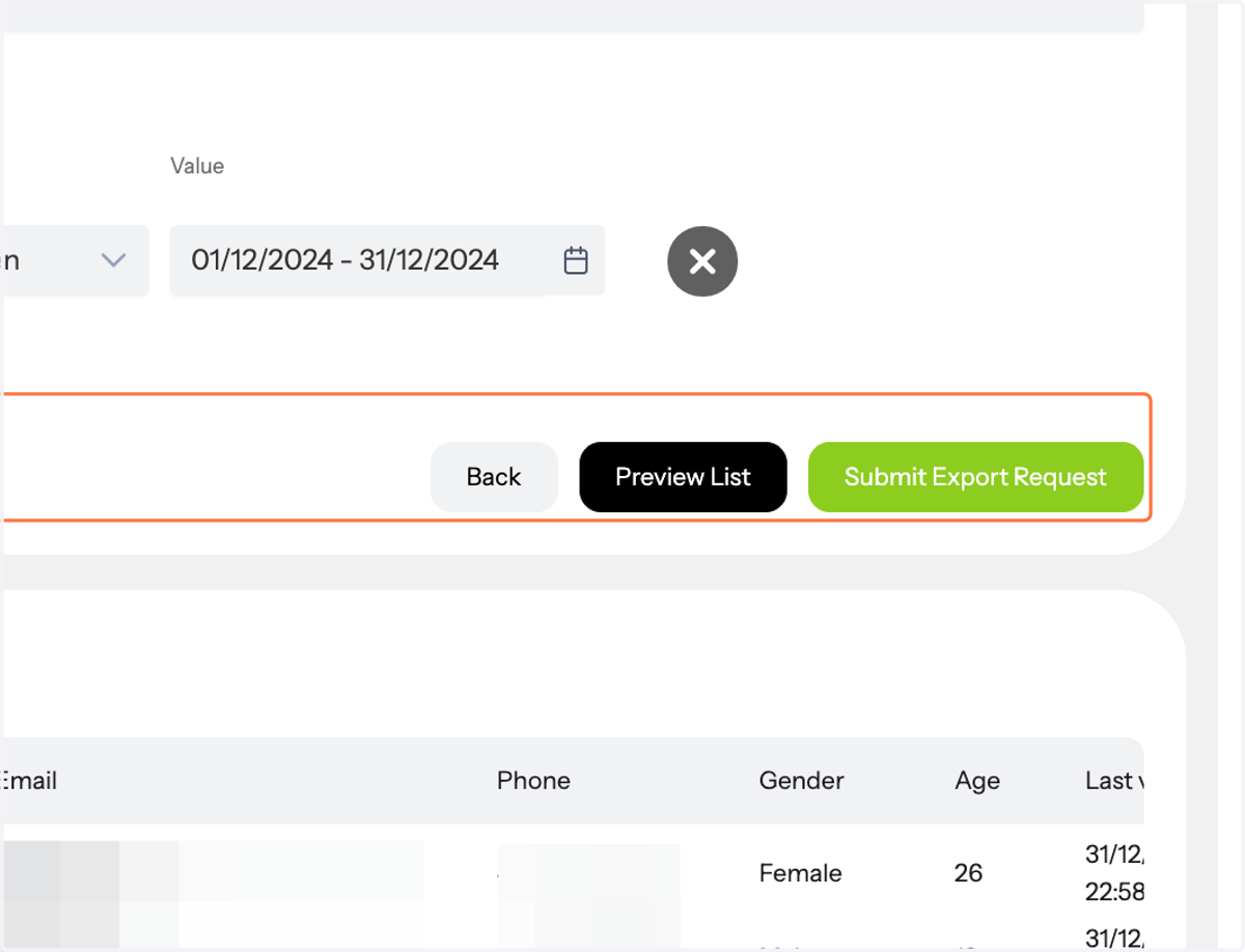 Click on Submit Export request.