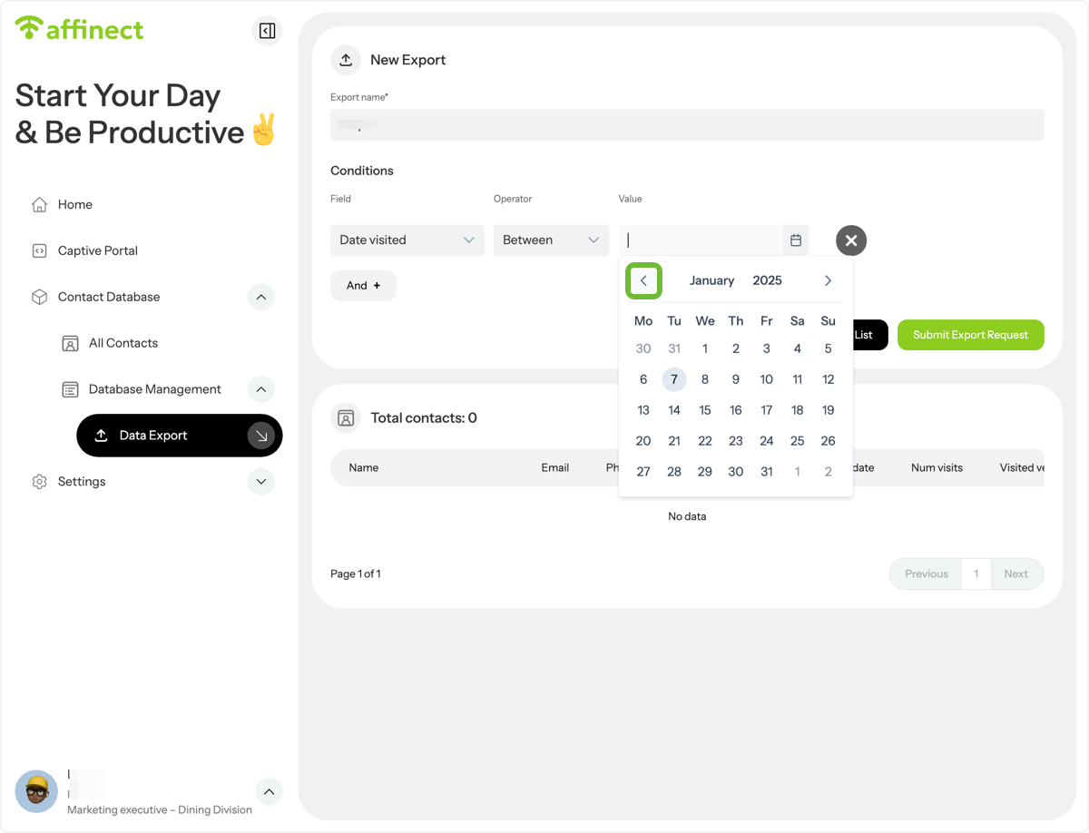 Select the date range