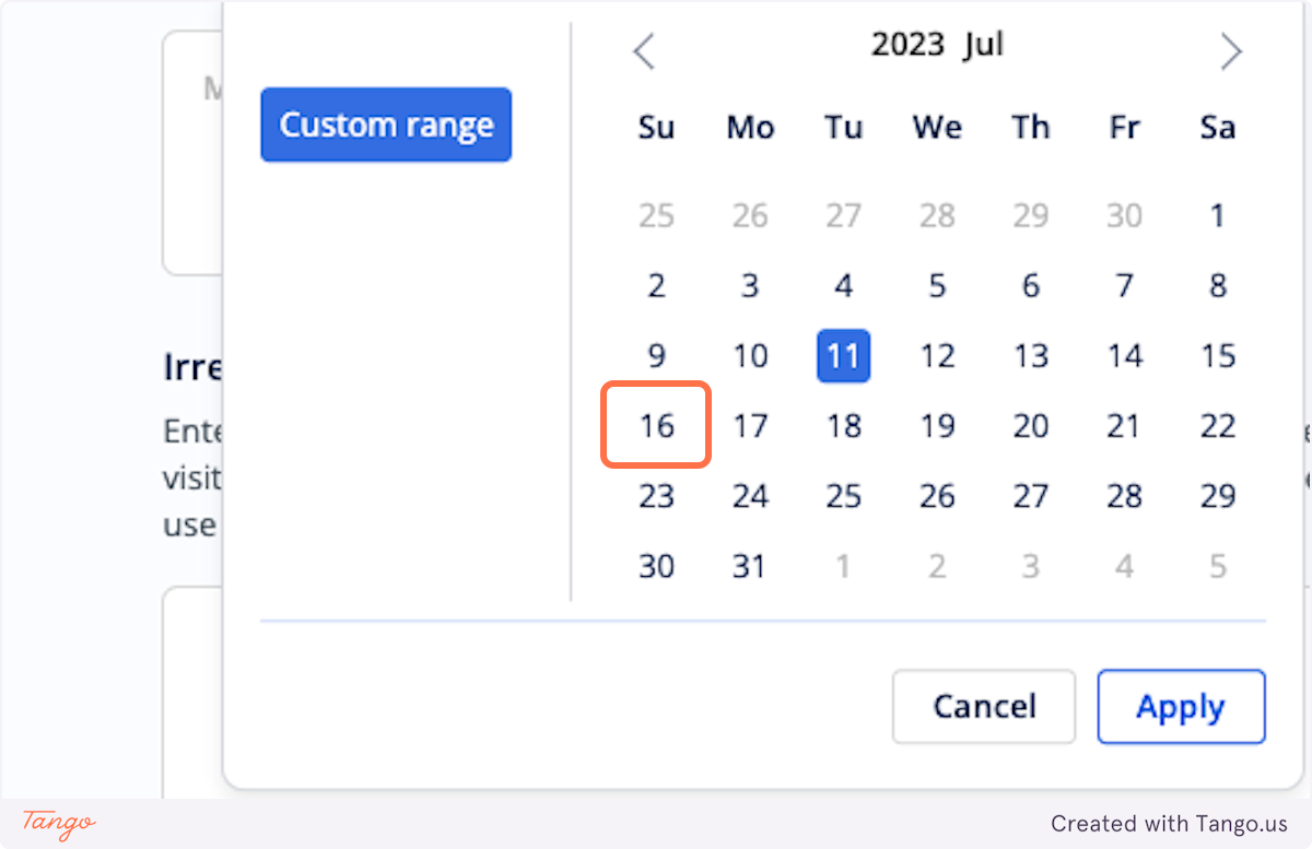 Select relevant dates