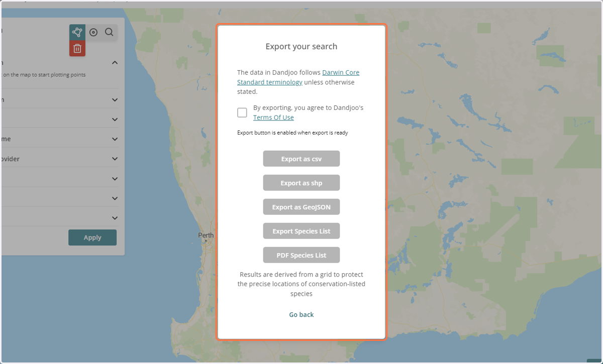 Click on Export your search…
