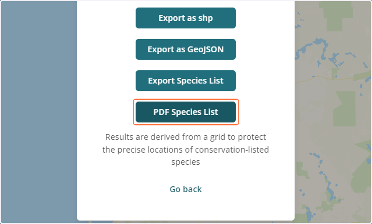 Click on PDF Species List