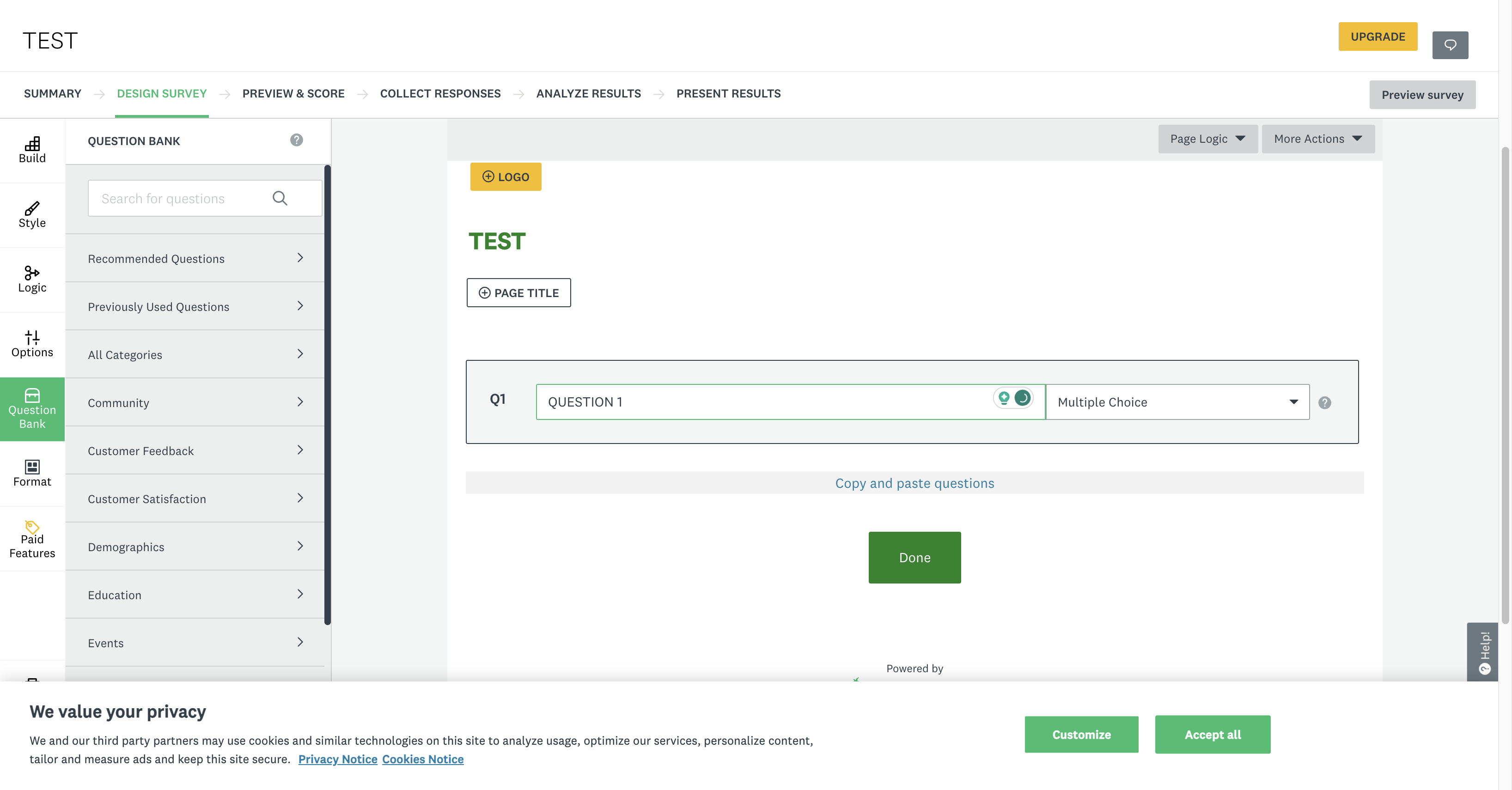 Select your question type