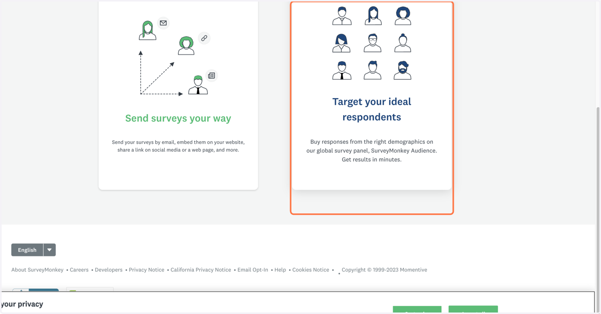 Click on Target your ideal respondents…