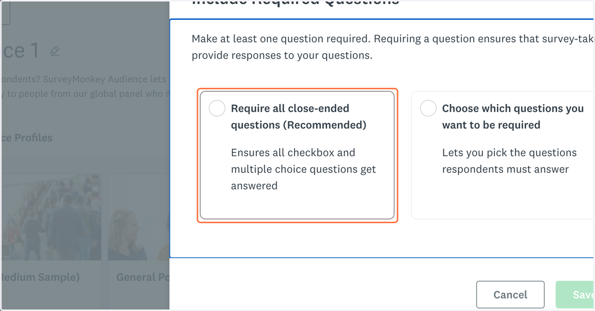 Click on Require all close-ended questions (Recommended)…