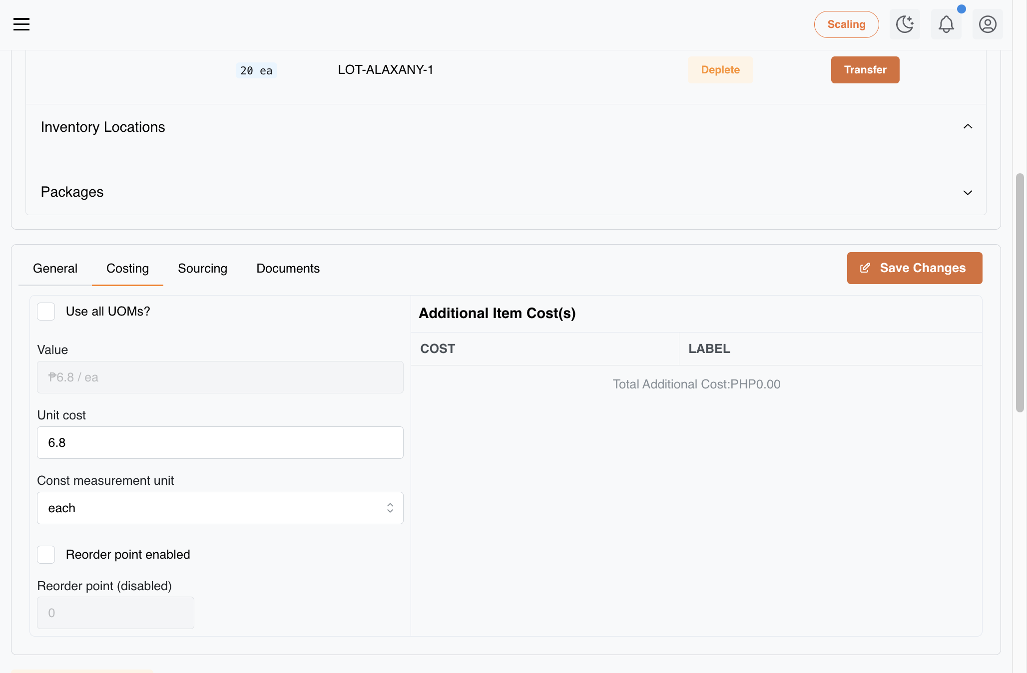 You can change the measurement unit, to change the cost depending on the unit your item is using