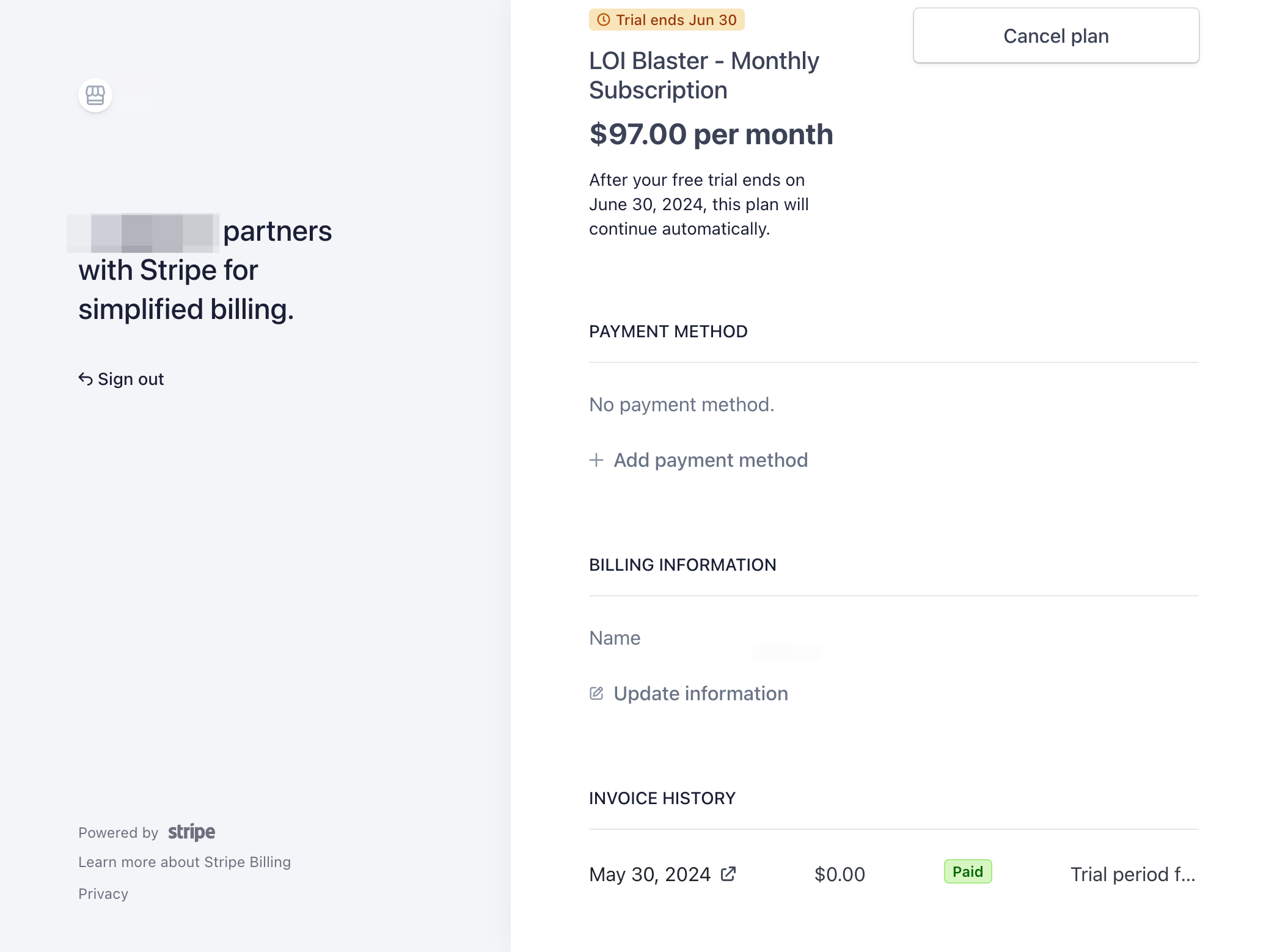 If you want to add or update your card information- Click on Add payment method