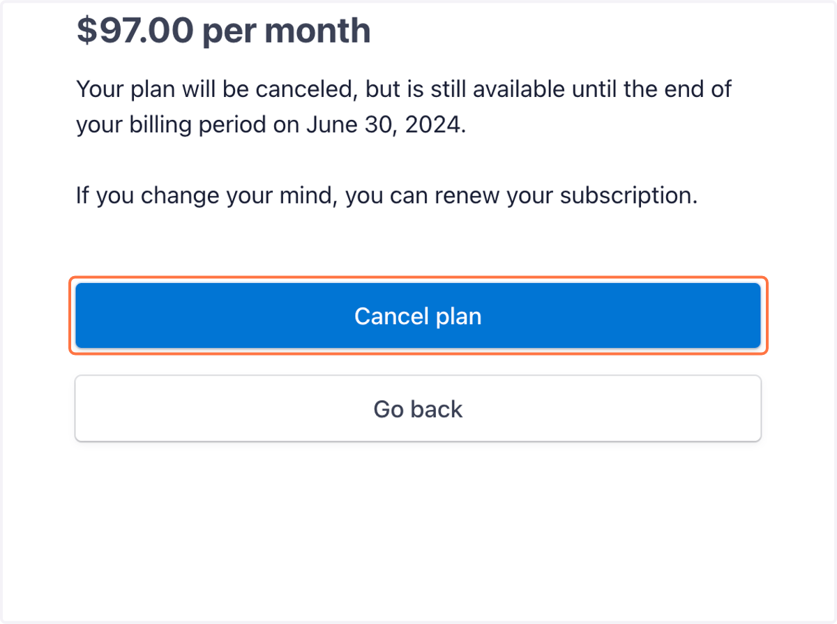 Click on Cancel plan