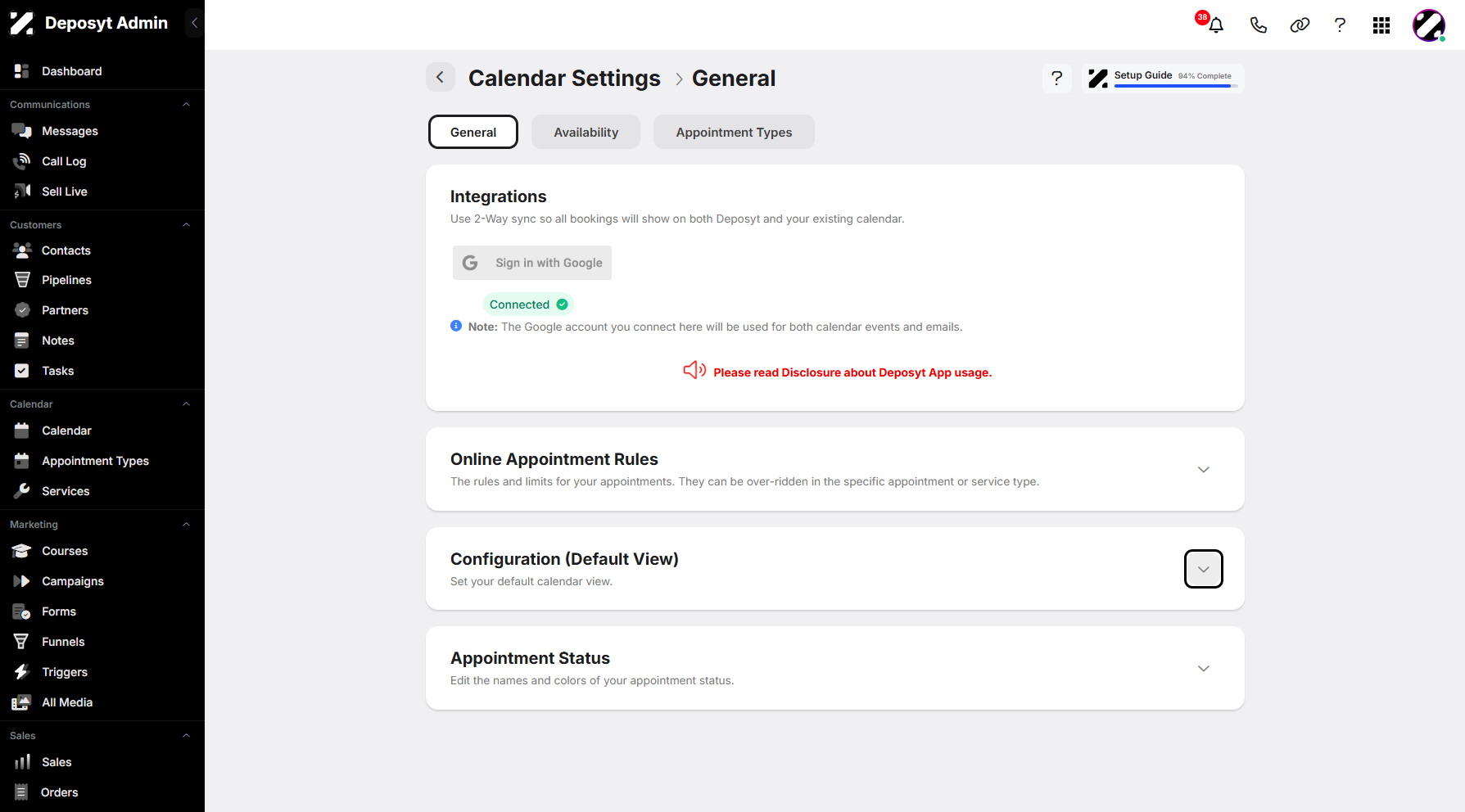 Step 5: Click the collapse icon for Configuration (Default View) to display the content.