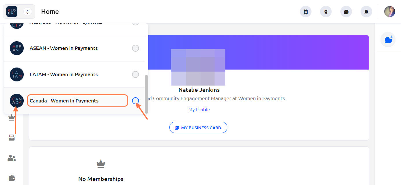 Click on the Regional Chapter you would like to visit. You can click on the title, icon, or select the circle.