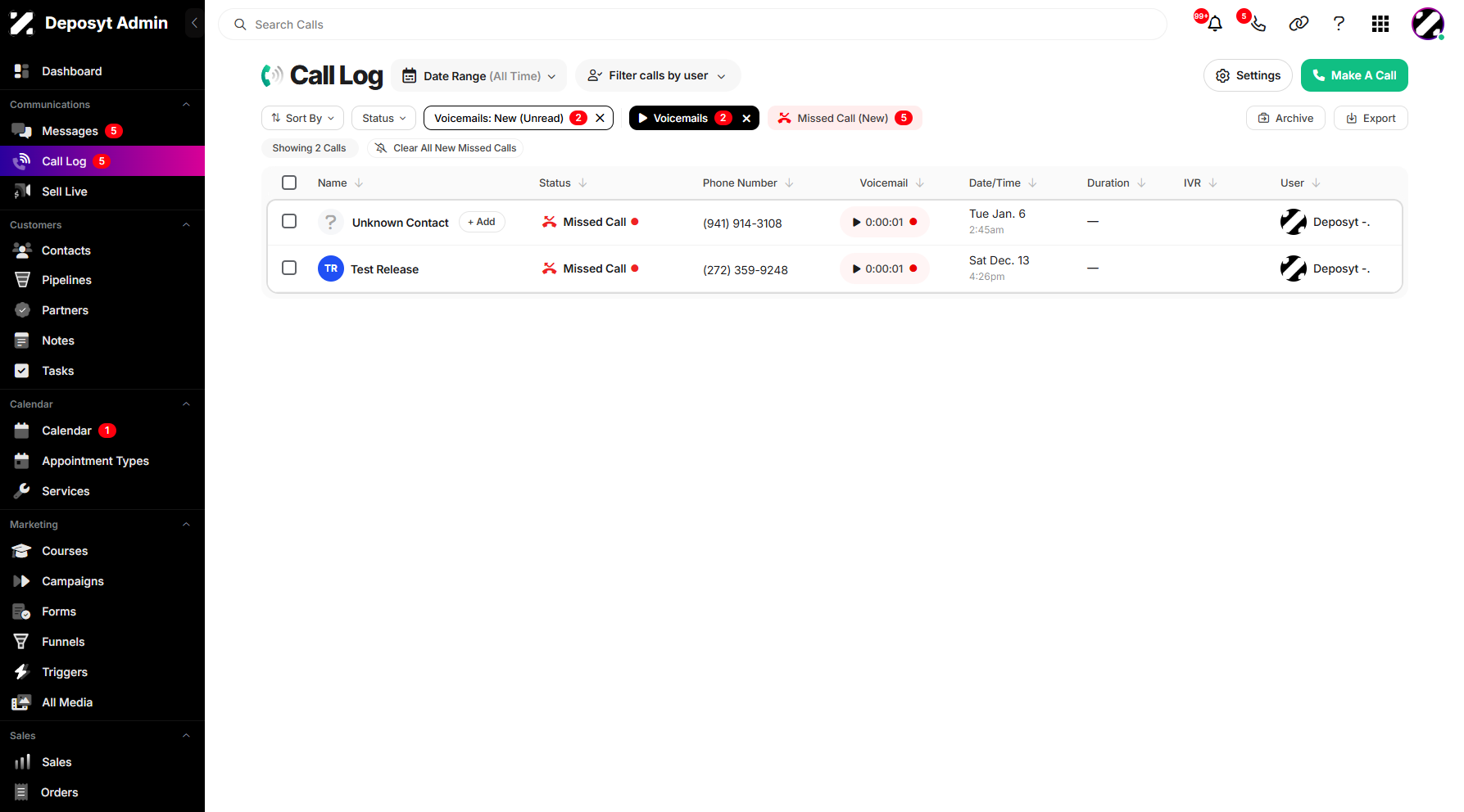 Step 8: This will display all the New Voicemails, allowing you to quickly see any messages that haven’t been listened to yet. It helps you stay on top of important communications and ensures that no new messages are overlooked.