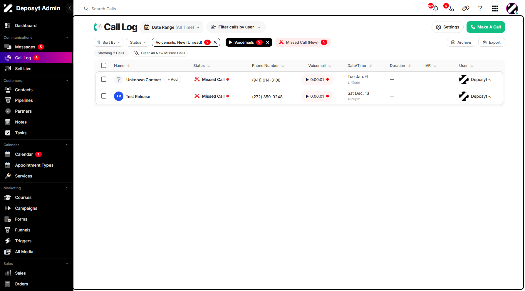 Step 8: This will display all the New Voicemails, allowing you to quickly see any messages that haven’t been listened to yet. It helps you stay on top of important communications and ensures that no new messages are overlooked.