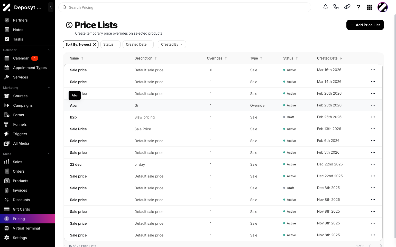 Step 3: Click on a sale price to view more information about it.