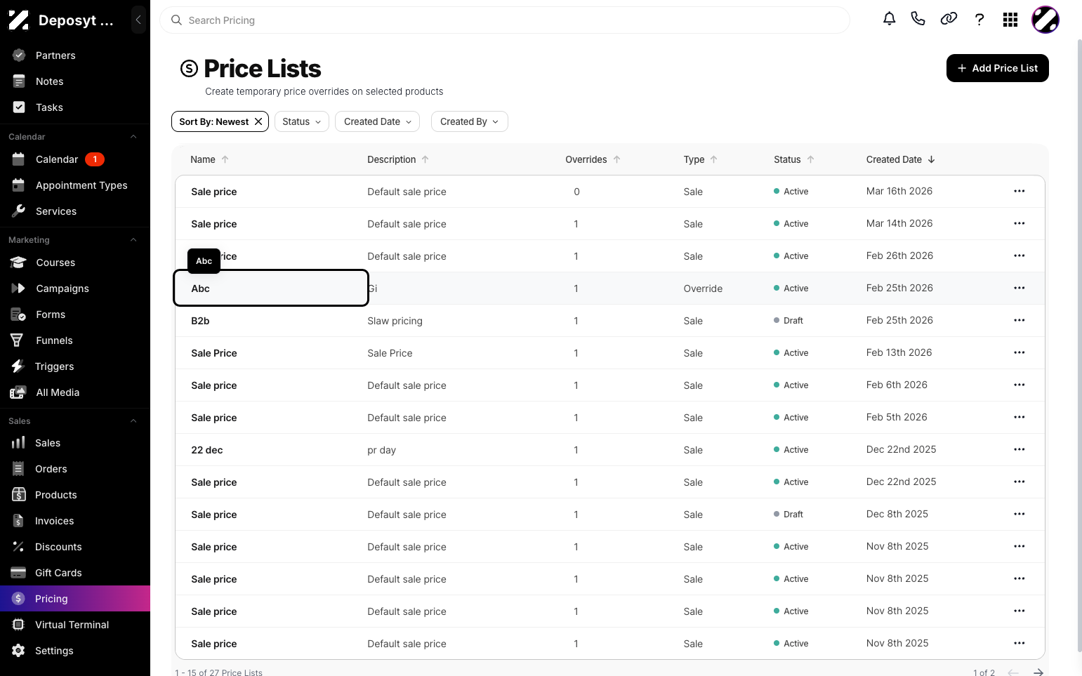 Step 3: Click on a sale price to view more information about it.