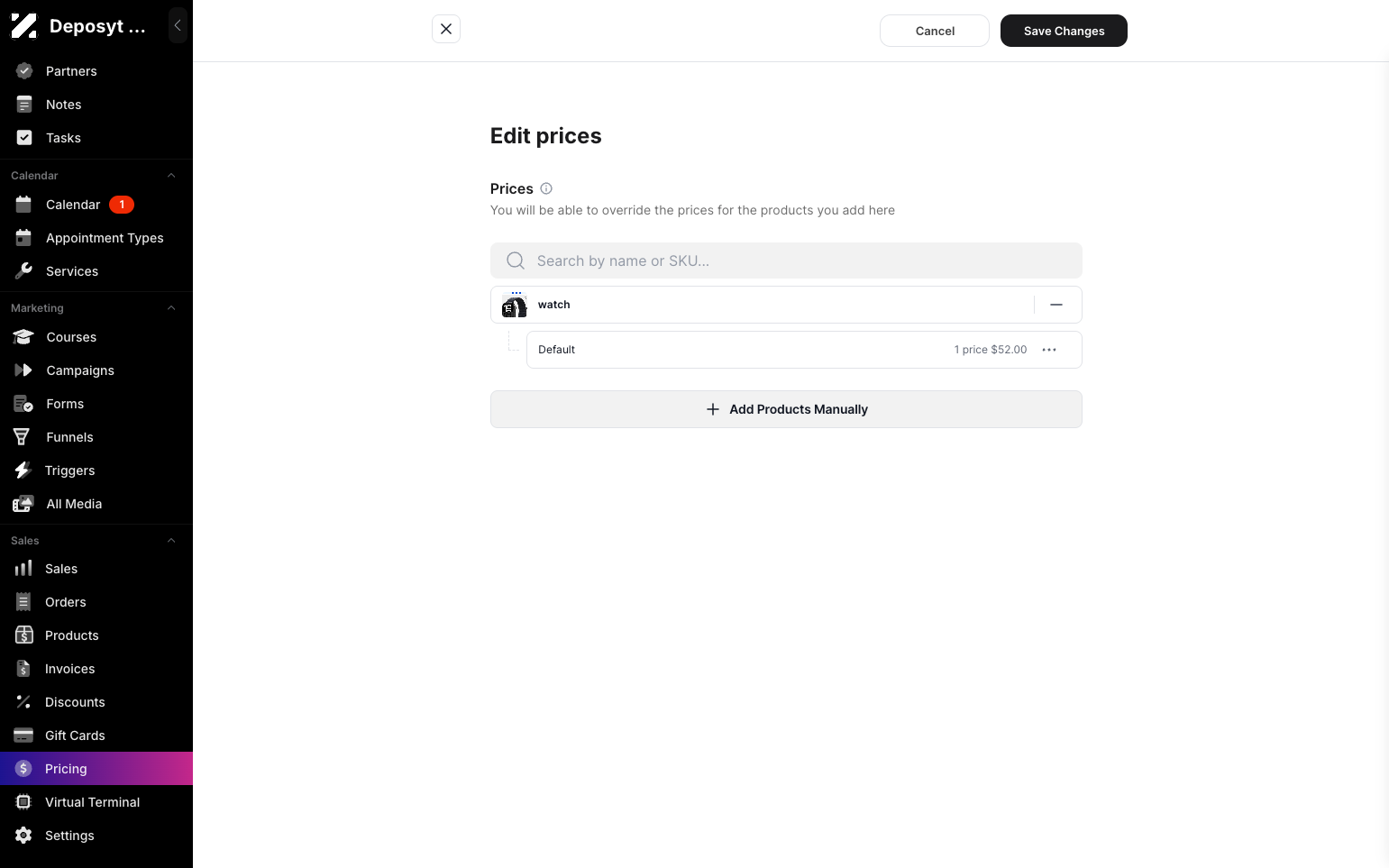 Step 7: Click the Add Products Manually button.