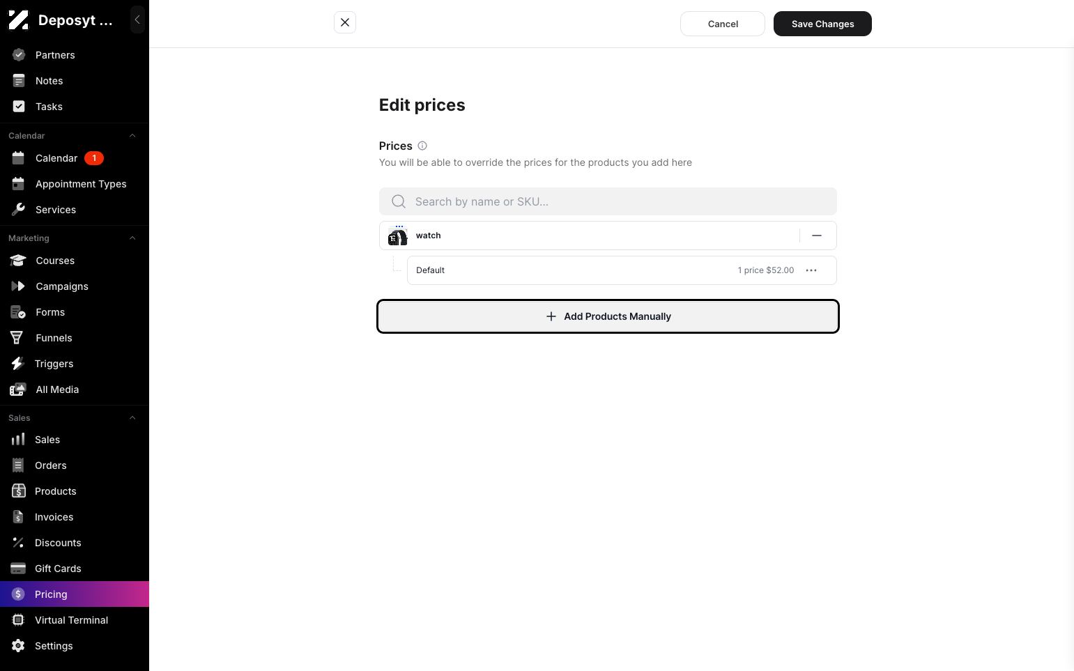 Step 7: Click the Add Products Manually button.