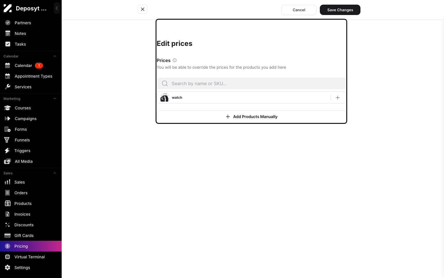 Step 6: Here, you can edit the prices as needed.