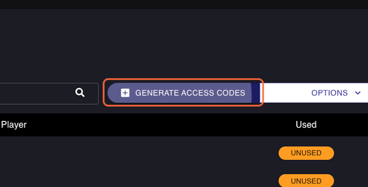Click on GENERATE ACCESS CODES