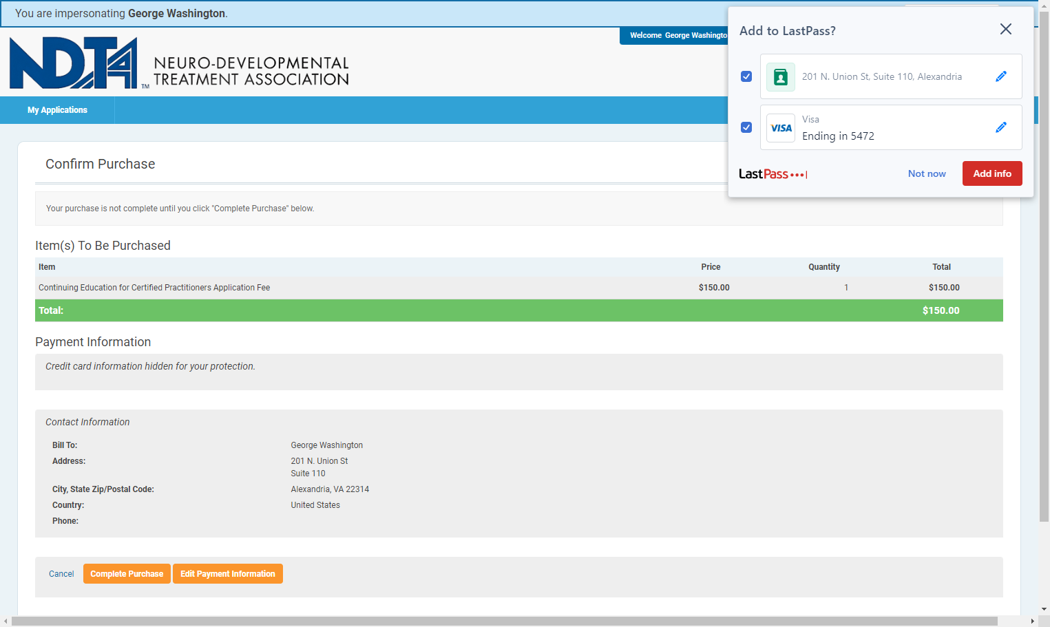 If all of your billing information looks correct, click on Confirm Purchase