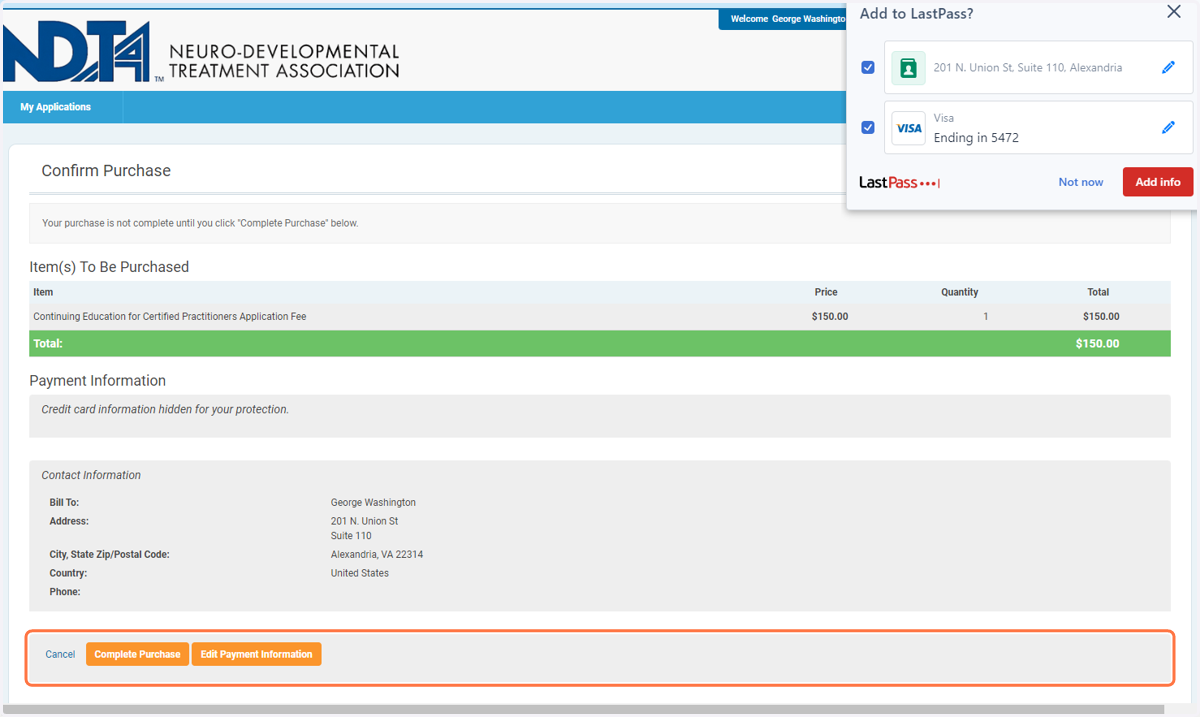 If all of your billing information looks correct, click on Confirm Purchase