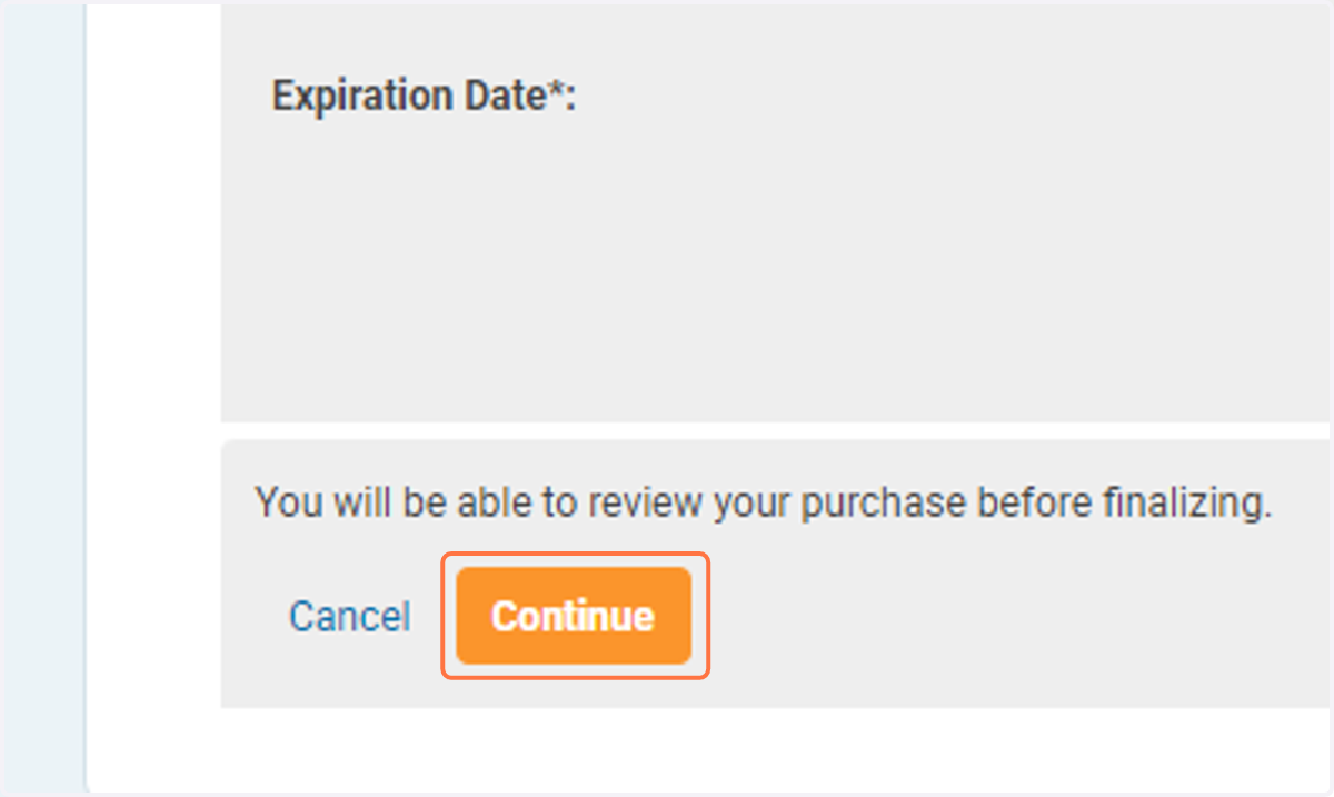 Click on Continue on the bottom of the page after you've filled in all of your billing information