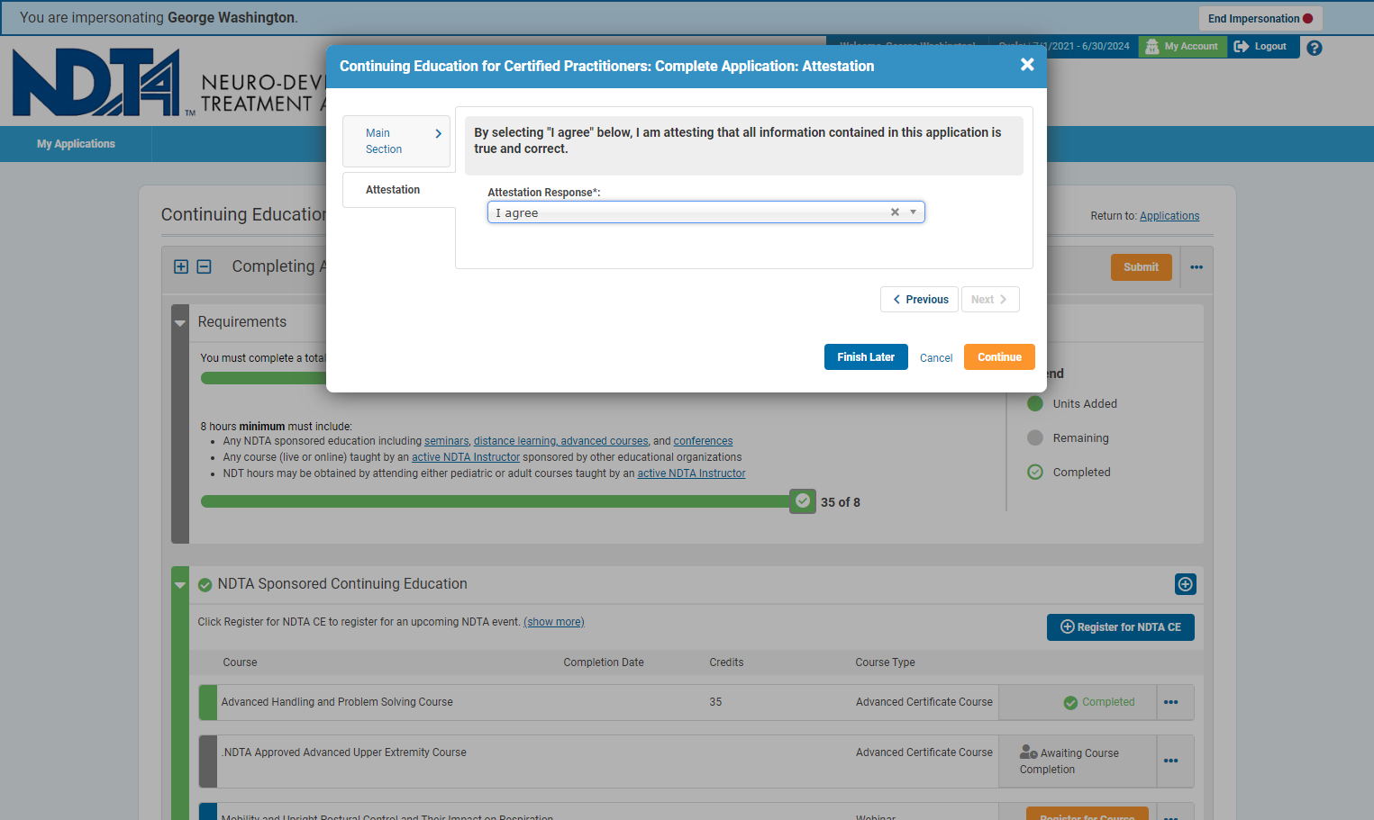 Click I Agree on the dropdown menu of the Attestation
