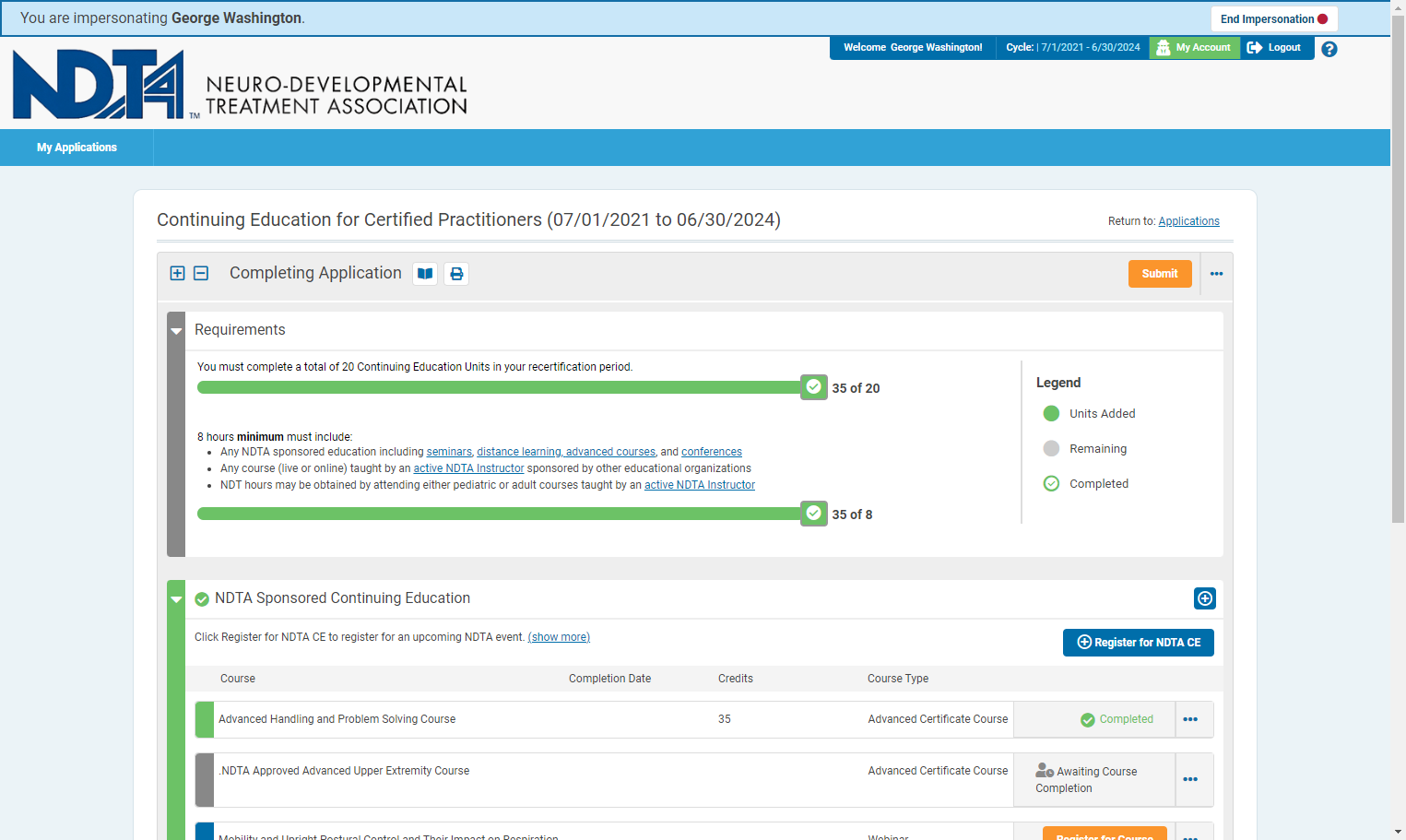 To recertify you need to have logged at least 20 continuing education hours and of those hours at least 8 need to be NDT specific. This is outlined for you under Requirements on your recertification application.