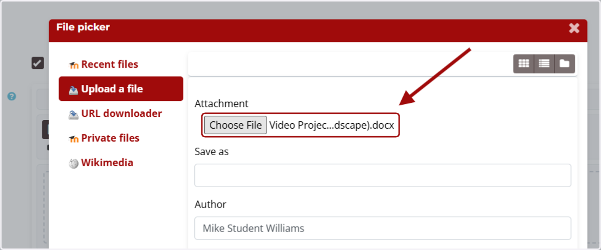 Confirm the file name that was uploaded