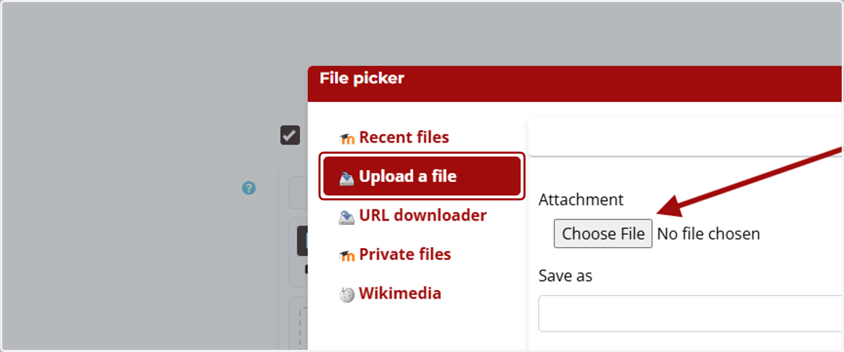 Click the Choose File button to open up your file manager